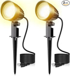 MEIKEE 9W LED Landscape Lights, 120V Landscape Lighting with US 3-Prong Plug, Warm White IP66 Waterproof Outdoor Garden Spotlights for Path Yard Walkway (2 Pack)