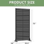 Casaphoria Metal Privacy Screen Outdoor, 72" H x 35" W Freestanding Decorative Privacy Screen for Patio Deck Balcony Garden with Stable Base, Black-Benjamin