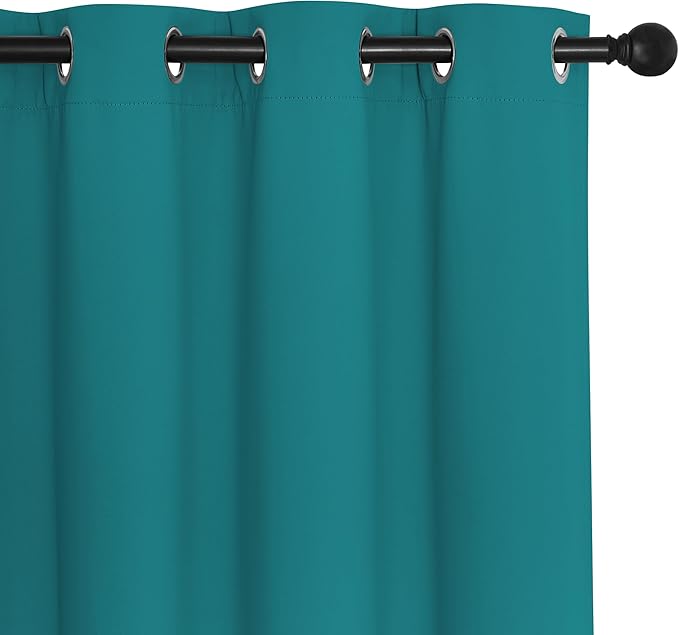 NICETOWN Blackout Curtains 54 Inches Long, Thermal Insulated Room Darkening Curtains for Bedroom, Window Treatment Drapes for Living Room Nursery (W66 x L54 Inch, Peacock Teal, 1 Panel)