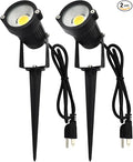 GSS6005 Plug in Spotlight Outdoor, 5W LED Landscape Spotlight 120V, 3000K Warm White, Metal Construction with Ground Stake, 3ft Cord and Plug, Black (Pack of 2)