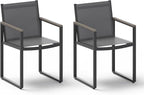 Outdoor Dining Chairs Set of 2, Aluminum Patio Dining Chiars with Textilene Mesh, 2 Piece Outdoor Chiars for Garden, Backyard, Deck (Gray)