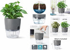 Self Watering Planter Pot with Upgraded Wick System – Modern Indoor Plant Pot with Visible Water Reservoir