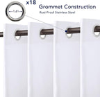 PureFit Outdoor Curtains for Patio Waterproof Weatherproof, UV Resistant Outside Curtains for Gazebo, Front Porch, Pergola, Sun Blocking Privacy Curtain, 150W x 95L inch, 1 Panel, White