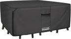 ULTCOVER 600D Tough Canvas Heavy Duty Rectangular Patio Table and Chair Cover - Waterproof Outdoor General Purpose Furniture Covers 64Lx52Wx28H inch, Black