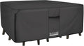 ULTCOVER 600D Tough Canvas Heavy Duty Rectangular Patio Table and Chair Cover - Waterproof Outdoor General Purpose Furniture Covers 88Lx62Wx28H inch, Black