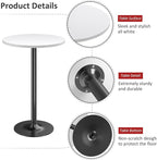 Furmax Bistro Pub Table Round Bar Height Cocktail Table for Home Bar, Small Round Bar Tables for Party, Dining Room, Living Room and Wedding, Metal Base MDF Top Obsidian, 40.6 Inch Height (1, White-1)