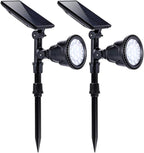 Solar Spotlights Outdoor 18 LED 300 Lumens Waterproof Adjustable Wall Light for Patio Garden Driveway (2 Pack)