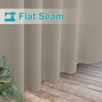 NICETOWN 2 Panels Natural Outdoor Patio Curtainss Waterproof, Detachable Sticky Tab Top Thermal Insulated Privacy Indoor Outdoor Drapes Cold & Heat Block Room Darkening for Pergola, W52 x L95