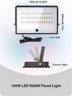Onforu 2 Pack RGBW LED Flood Light 800W Equivalent, 100W Color Changing Floodlight with 44 Keys Remote, 2700K Warm White IP66 Waterproof Spot Lights Outdoor, Uplights for Stage, Party