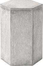 COSIEST Concrete Accent Table, Hexagon Patio Side Table 14.5''Wx16''H, Modular Design Indoor Outdoor End Table, Distressed Grey White Patina