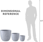 Kante 18",14",10" Dia Concrete Round Planters (Set of 3), Outdoor Indoor Large Planter Pots with Drainage Hole and Rubber Plug for Home Patio Garden, Slate Gray