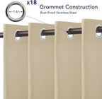 PureFit Outdoor Curtains for Patio Waterproof Weatherproof, UV Resistant Outside Curtains for Gazebo, Front Porch, Pergola, Sun Blocking Privacy Curtain, 150W x 95L inch, 1 Panel, Beige