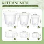Self Watering Pots for Indoor Plants with Deep Reservoir and High Drainage Holes for Outdoor Plants and Flowers, Bare Root Planter(4.72'', 5.91'', 7.09'',Clear,12 Pcs)