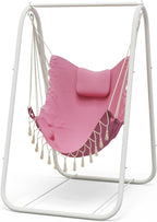 G TALECO GEAR Hammock Chair with Stand,Heavy-Duty and Rustproof Hanging Chair with Stand,Hammock Swing Chair Stand,for Indoor Outdoor Patio Yard Garden Porch (Pink)