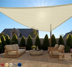 GORILLA GRIP Heavy Duty Sun Shade, UV Protection Fade Tear and Rust Resistant Triangle Sunshade Canopy, Curved Edges Blocks Sunlight, Breathable Sail, Outdoor Patio, Lawn Garden Butter Cream