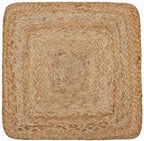 REDEARTH · Cube Pouf Foot Stool Ottoman - Jute Braided Pouffe Poof Accent Sitting Footrest for The Living Room, Bedroom, Nursery, Patio, Lounge & Other Rooms (14.5”X14.5”X16”; Natural Olive)