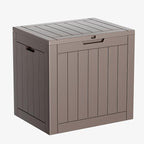DRATO 35 Gallon Deck Boxes Resin Outdoor Storage Box UV Resistant Outside Deck Box with Lockable Lid for Patio Furniture（Grey，35 Gallon）