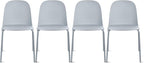 2xhome Modern Stackable Armless Dining Chair | Plastic Shell Seat with Metal Legs | Indoor or Outdoor Use | Home Kitchen Patio (4, Grey, No Padding)