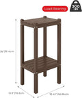 Side Table, 2-Tier Outdoor HDPE, Dark Brown, 36 Inches Tall
