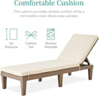 Best Choice Products Outdoor Lounge Chair, Resin Patio Chaise Lounger for Poolside, Backyard, Porch w/Seat Cushion, Adjustable Backrest, 5 Positions, 330lb Capacity - Brown/Ivory