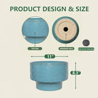 Ceramic Planters 11 Inch, Honeycomb Ceramic Pots for Plants Indoor Outdoor, Round Plant Pot with Drainage Hole, Large Planter Flower Pot, Reactive Glaze Blue