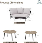 MFSTUDIO Patio Furniture Set, 8 Seats Half-Moon Curved Outdoor Sectional Sofa Conversation Set, Woven Rattan Patio Couch with 2 Wood-Like Round Coffee Table