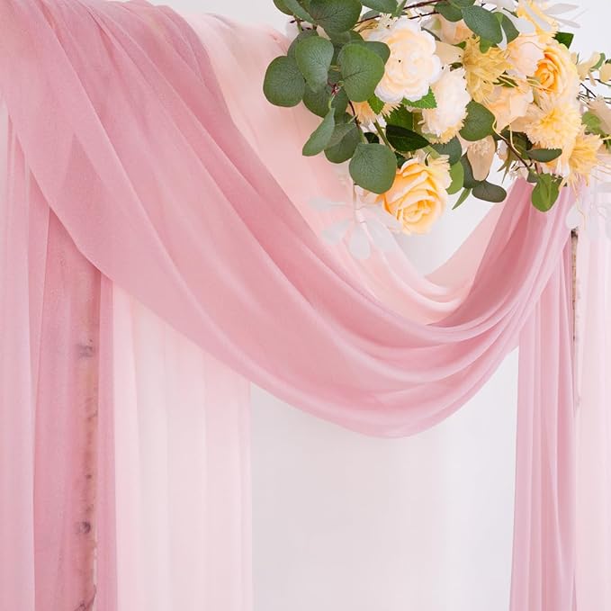 Outdoor Curtains Sheer Chiffon Arch Drapes 2 Panels Dusty Rose