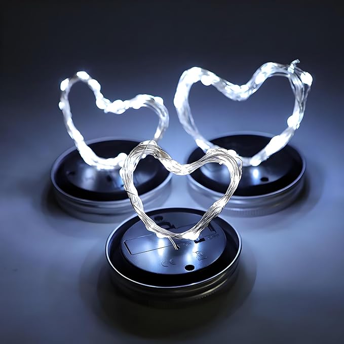 Solar Mason Jar Lid String Lights, 6 Pack, 30 LED Cool White