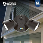Lithonia Lighting HomeGuard 2-Light LED Outdoor Flood Lights, Outdoor LED Lights, Dusk to Dawn Sensor, Adjustable Lumens, Selectable Color, Round Heads, Dark Bronze (HGX LED 2RH ALO SWW2 120 PE DDB)