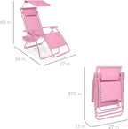 Best Choice Products Folding Zero Gravity Outdoor Recliner Patio Lounge Chair w/Adjustable Canopy Shade, Headrest, Side Accessory Tray, Textilene Mesh - Carnation