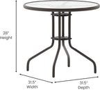 Flash Furniture Bellamy 31.5'' Round Indoor/Outdoor Tempered Glass Metal Frame Side Table, Bronze