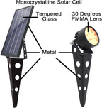Solar Outdoor Spotlight Legacy 50X 4PK, Garden Landscape Yard Pathway Light, IP65 Waterproof, Warm White LED, Black Finish