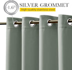 NICETOWN 2 Panels Outdoor Curtains for Patio Waterproof & Windproof, Extra Wide Grommet & Back Tab on Top & Bottom Thermal Insulated Sun Blocking Drapes with Rope for Gazebo, Sage Green, W100 x L95