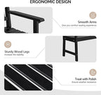 VINGLI 47" Outdoor Wood Bench, All Weather Outdoor Wooden Patio Garden Bench, Outside Loveseat 660lbs Capacity for Front Porch Park Entryway (Black)