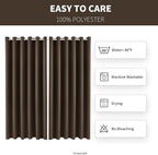 Water Proof Outside Curtains with Grommet Top for Porch, Thermal Insulated Washable Light Block Outdoor Divider Drapes for Patio Gazebo Deck Pool Area Pergola Cabana (W84 x L95, Brown, 2 Panels)