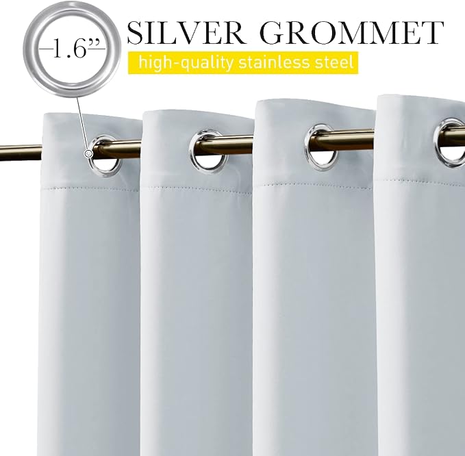 NICETOWN 2 Panels Fixed Outdoor Curtains Waterproof for Patio, Thermal Insulated Top & Bottom Grommet & Back Tab Light Blocking Outdoor Drapes Windproof with Bouns Rope, W46 x L90, Greyish White