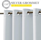 NICETOWN 2 Panels Outdoor Curtains Waterproof for Patio, Thermal Insulated Top & Bottom Grommet & Back Tab Light Blocking Outdoor Drapes, Windproof with Bouns Rope, W52 x L95, Greyish White