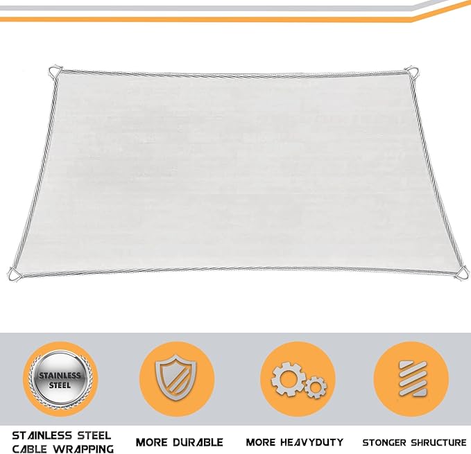 Upgraded with High-Strength Steel Cable Edges 20' x 26' Sun Shade Sail Dark Grey Rectangle, Heavy Duty UV Blockage Outdoor Cover with Steel Wire Edges for Patio Garden