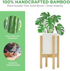 MUDEELA 2 Pack Indoor Plant Stands, 2 Tier Tall Plant Stand 30 inches, Mid Century Bamboo Plant Stand, Adjustable Width 8 - 12 inches, Fits Pot Size of 8 9 10 11 12 inches Pot & Plant Not Included, Natural