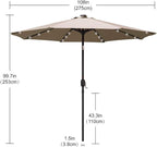 ABCCANOPY Durable Solar Led Patio Umbrellas with 32LED Lights 9FT (khaki)