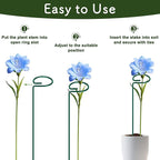 FEED GARDEN 16 Inch 20 Pack Plant Support Stakes, Metal Garden Flower Stakes and Supports for Outdoor Plants, Plant Stem Support with 40 Twist Ties for Amaryllis Lily Rose Peony Tomatoes Gladiolus
