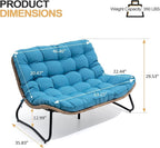 Crestlive Products Patio Loveseat, All-Weather Rattan Large Furniture with Soft Cushions, Outdoor Loveseat for Balcony, Poolside, Backyard (Blue)