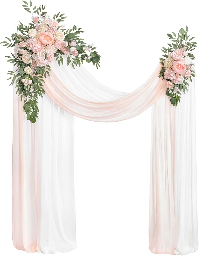 Artificial Flowers Wedding Arch Kit, Blush and Cream, 4-Piece Set