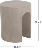 Christopher Knight Home Outdoor Round Side Table, U-Shaped Patio Garden Stool Coffee End Table,Decorative Accent Table for Patio,or Balcony,Lightweight Concrete Material,Light Gray
