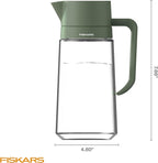 Fiskars Glass Watering Carafe, Indoor Plant Watering Can with Narrow Spout, Small Pitcher for Succulents & Herbs, Easy Fill Top Design for Mess Free Pouring, Modern Decor Style, 17 oz, Clear