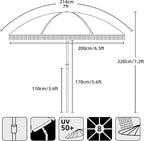 AMMSUN 7ft Patio Umbrella with Fringe Outdoor Tassel Umbrella UPF50+ Premium Steel Pole and Ribs Push Button Tilt, Navy Blue Stripes
