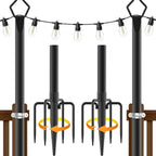 AILBTON 2 Pack 10Ft String Light Poles,Light Poles for Outside String Lights,Outdoor Light Poles with Fork,Metal Pole Stand for Patio,Backyard,Deck