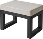 IBUYKE 16 Inch Small Foot Stool Ottoman, Rectangle Linen Foot Rest with Padded Seat and Metal Legs, Modern Ottoman Foot Rest for Living Room Bedroom Entryway Couch, Grey WBD001G