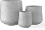 Kante 15.3"+11.6"+8.2" Dia Round Concrete Planter, Large Outdoor Indoor Planter Pots Containers with Drainage Holes and Rubber Plug for Home Garden Patio, Natural Concrete