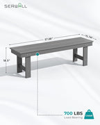 SERWALL Patio Dining Table and Bench Set for 6, Gray